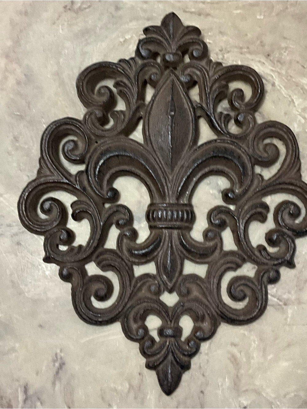 Lulu Decor Brown Cast Iron Wall Plaque Features An Fleur-De-Lis Design
